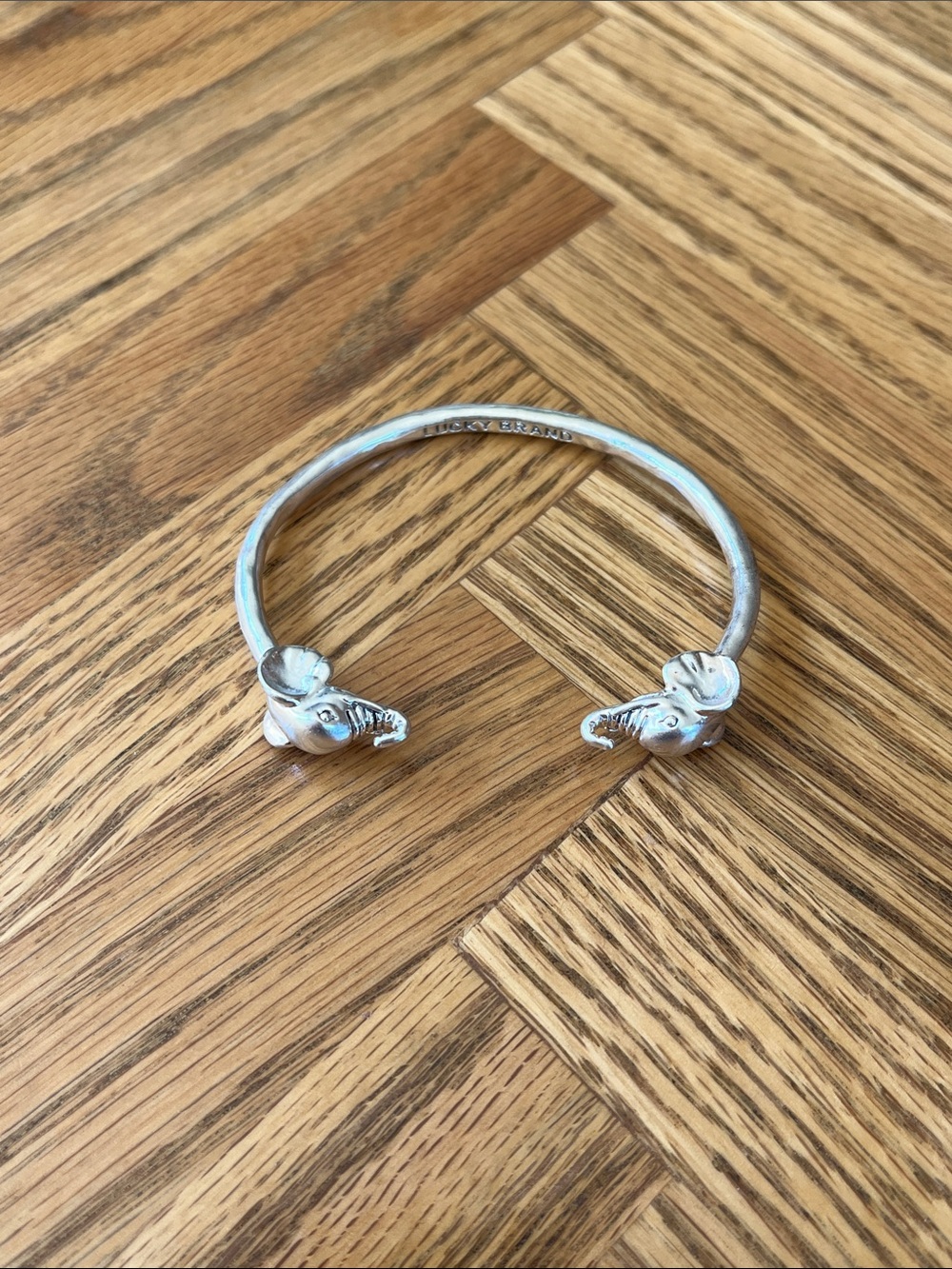 Lucky Brand Silver Elephant Open Cuff Bracelet
